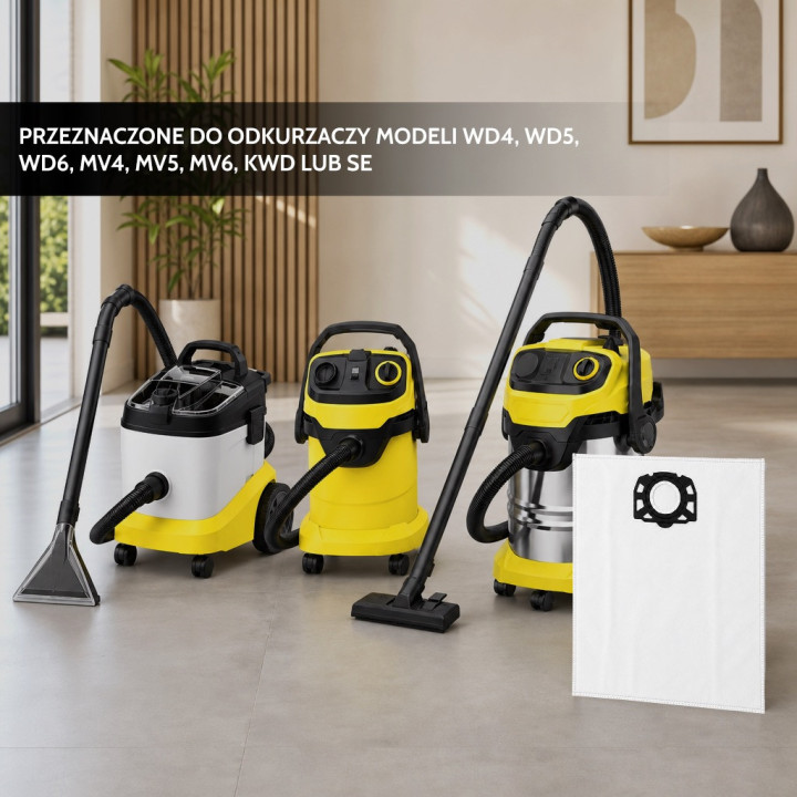 ZESTAW 10X Worek do odkurzacza syntetyczny Karcher WD4 WD5 WD6 MV4 MV5 MV6