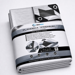 PLANDEKA PREMIUM SREBRNO CZARNA GRUBA MOCNA PŁACHTA MROZOODPORNA UV+ WZMACNIANA